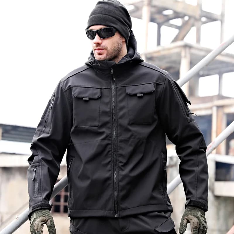Invader Soft Shell Tactical Trench Storm Suit Autumn Winter Warm Jacket Outdoor Riding Climbing Mountaining Plush Thickened Coat