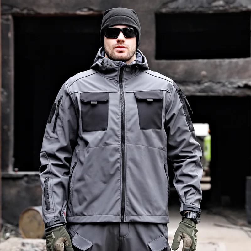 Invader Soft Shell Tactical Trench Storm Suit Autumn Winter Warm Jacket Outdoor Riding Climbing Mountaining Plush Thickened Coat