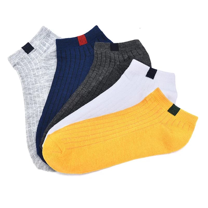 Men 10 color woven lable Comfo rtable Cotton Sock Slippers Short Ankle Socks
